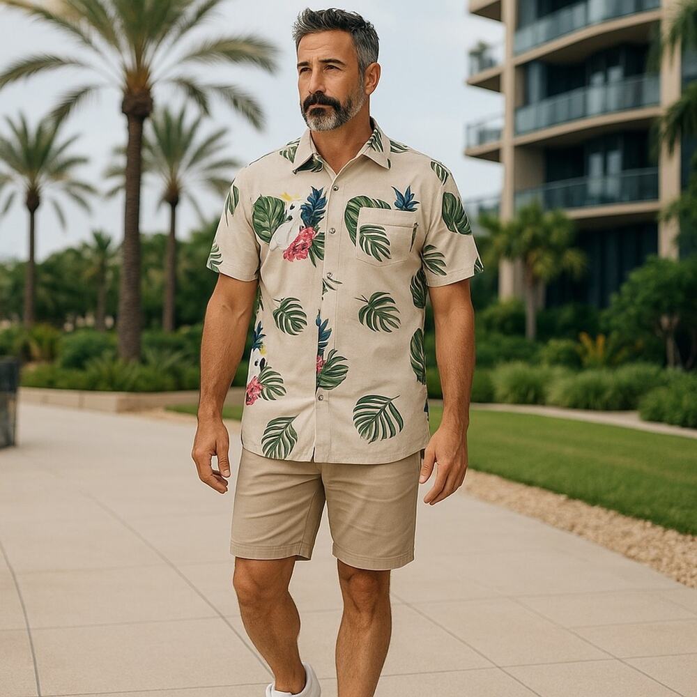 CROFT & BARROW Men’s Small Tropical Parrot Hawaiian Shirt - Picture 5 of 5